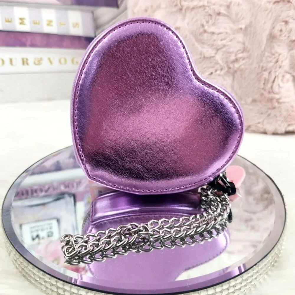 {Juicy Couture} Purple Velour Heart Zip Around Wallet